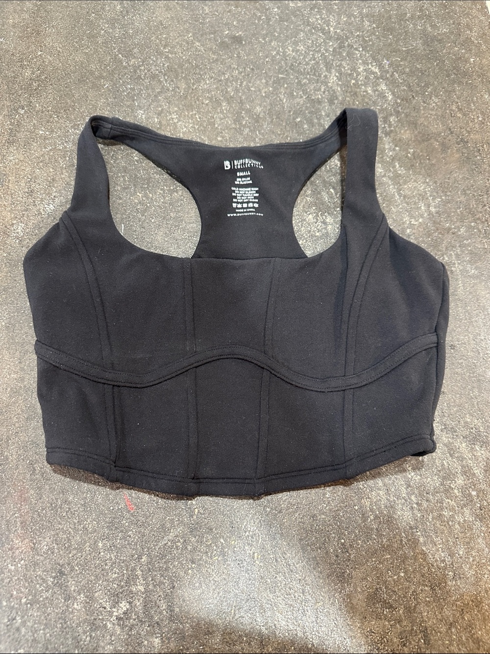 Buffbunny Racerback Crop Sports Bra with Corset Seaming